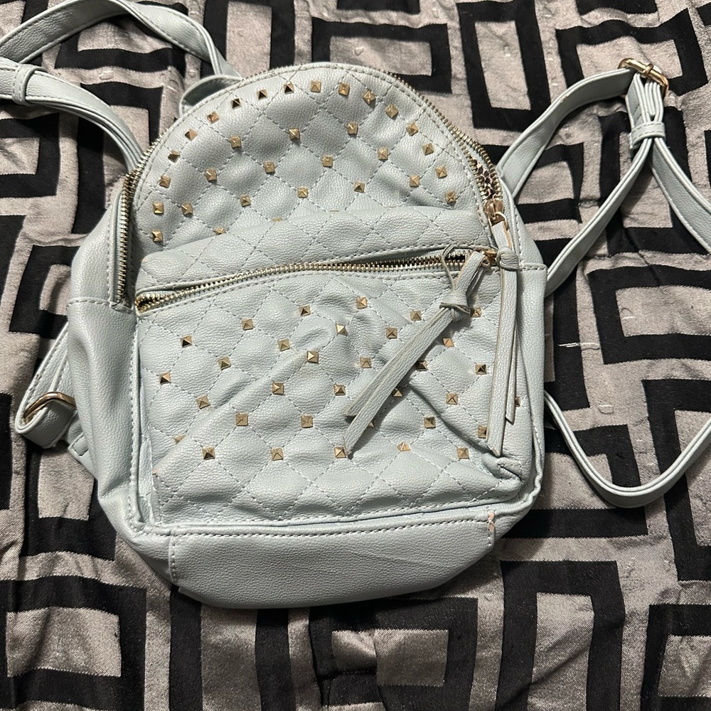 Source Unknown Quilted Backpack with Gold Studs